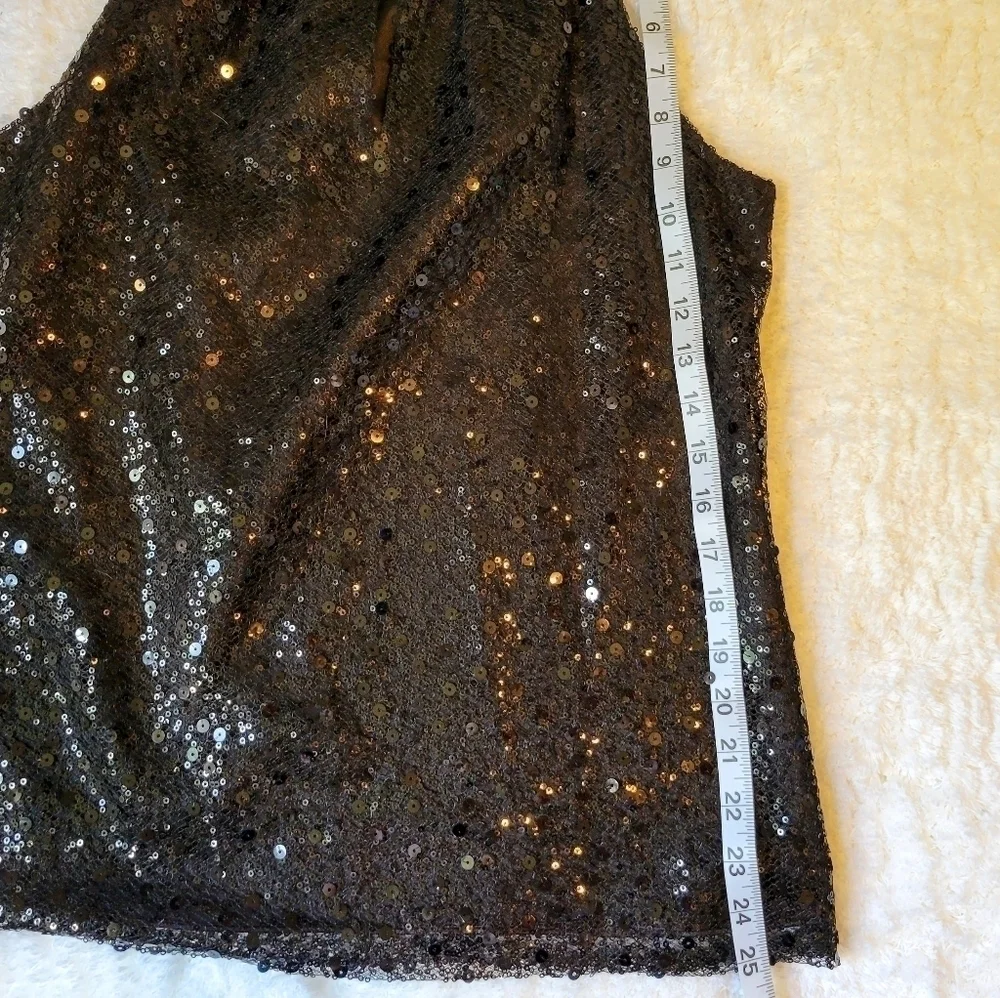 Tahari women's black sequin tank keyhole hope blouse - Picture 12 of 12